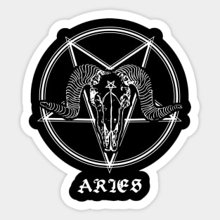 Aries skull zodiac sign occult gothic style Sticker